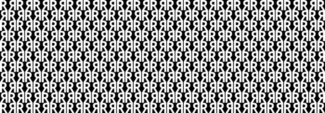 Pattern letter R, Abstract Geometric, Illustration, vector, alternating overlapping, orderly arrangement background, black and white, banner, website. 