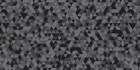 	
Triangle shape retro wall grid pattern geometric ornament tile vector square element. Abstract geometric black and gray background seamless mosaic and low polygon triangle texture wallpaper.