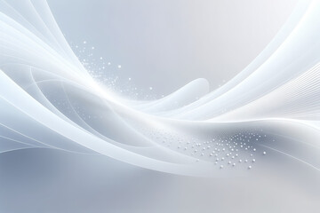 Naklejka premium Metallic silver tone grey curved lines with abstracted particles against a modern background