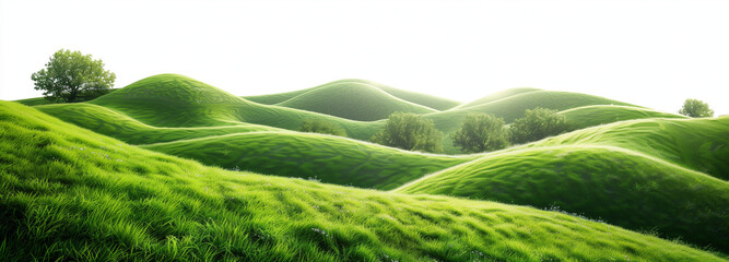 green grass hill isolated on white background