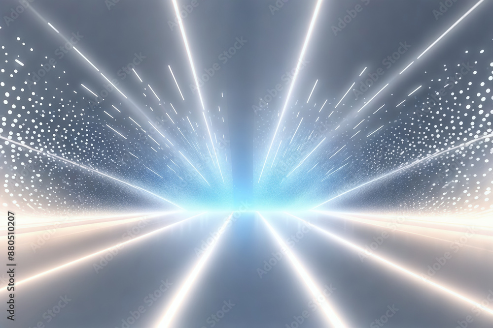 Poster gray radial motion lines with particle technology spatial background