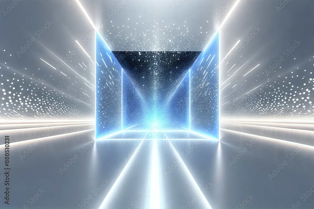 Poster gray radial motion lines with particle technology spatial background