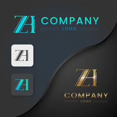 initial letter ZH logotype company name colored gold elegant design sets for business identity