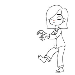 The character wearing pajamas is walking while sleeping