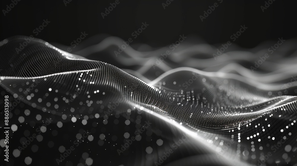 Leinwandbilder the wave white background is abstract white futuristic background. the wave has dots and lines that 