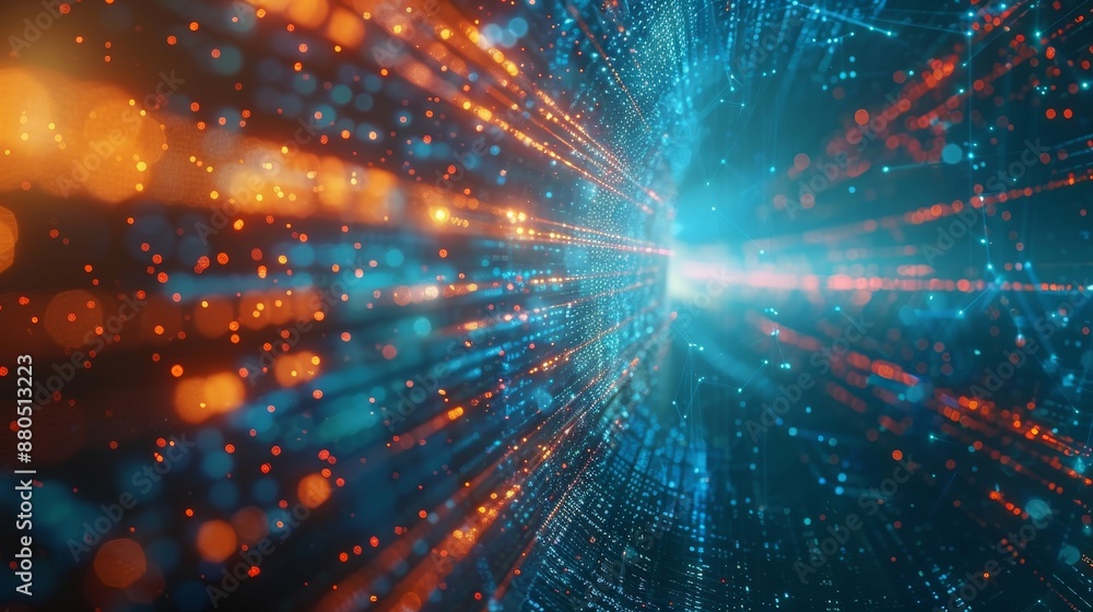 Poster abstract background for digital data, data analysis and access to digital data, particles in the dig
