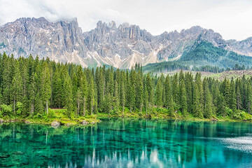 Carezza Lake in the Italian Dolomites