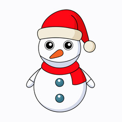 Snowman with Santa Claus Hat vector art illustration