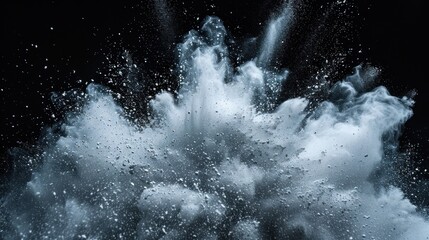 Abstract White Powder Explosion on Black Background