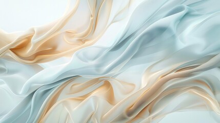 Obraz premium Sky blue and mint green abstract blooming shapes in an ethereal blend