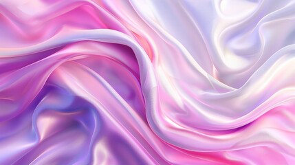 Fototapeta premium A beautiful silk pastel pink violet white cloth flies in the air. This mock-up template can be used as a product presentation template. It has a 3D rendering and space for text.