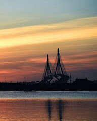 Obraz premium Sunset in Cadiz with the bridge of La Pepa or the Constitution of 1812.