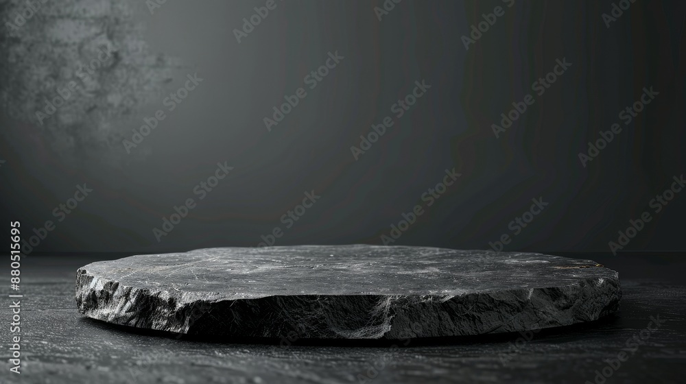 Poster empty top of black stone table. for displaying products