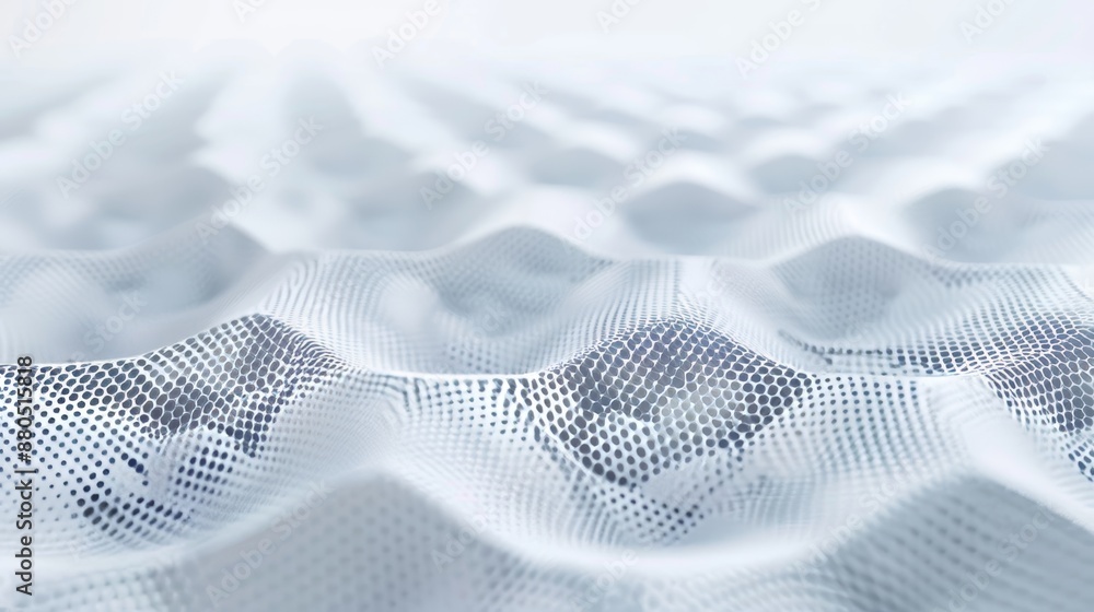 Poster 3d rendering of futuristic white hexagon background. futuristic honeycomb concept. wave of particles