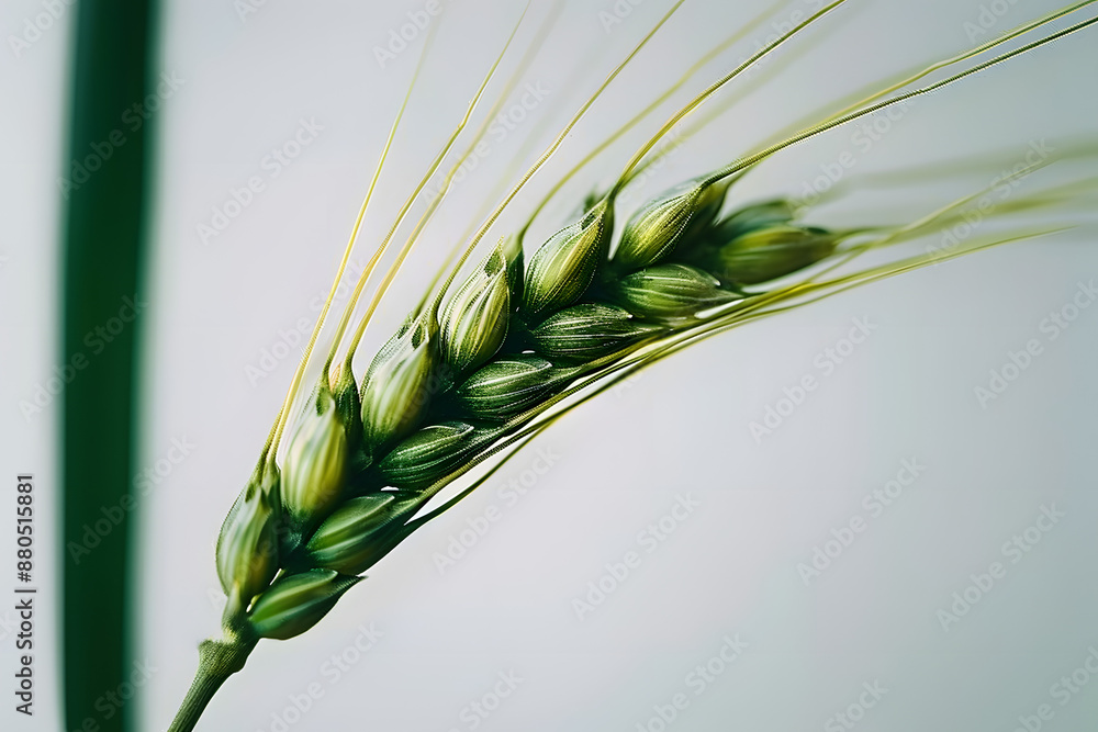 Aufkleber close up image of a green wheat spikelet isolated on transparent background