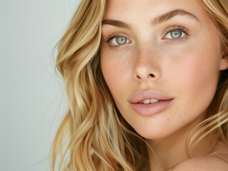 Fototapeta premium Porträt einer blonden Frau mit Sommersprossen
