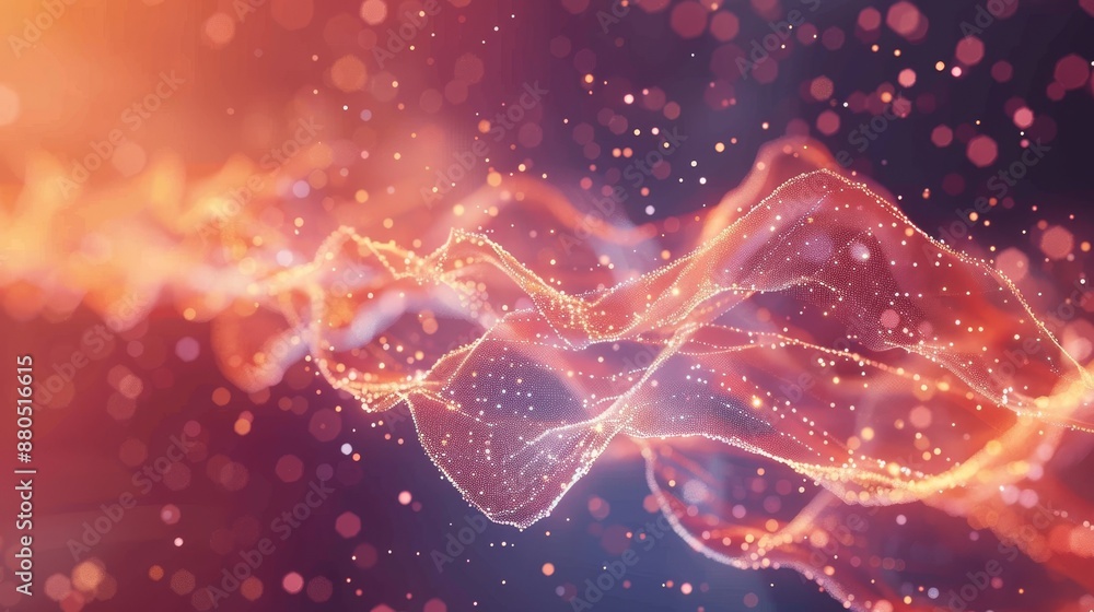 Poster abstract background music. molecular background with dna. big data visualization. sound wave. 3d ren