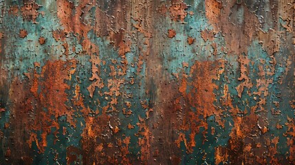 Old metal iron panel. Rusted and Oxidized metal background. Grainy grunge rusted metal texture. Copper color.