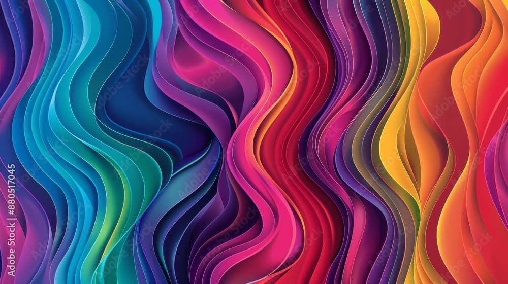 Poster a 1967 hippie retro pattern made from groovy rainbow groovy wavy lines. this pattern is suitable for