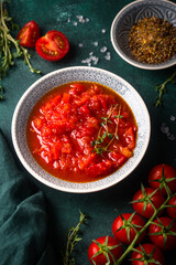 Homemade tomato sauce with spice