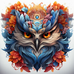 Naklejka premium Watercolor Owl Mask for Masquerade Illustration, Generative Ai
