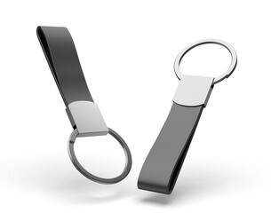 Blank strap key holder blank template 3d render illustration.