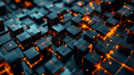 Obraz premium Animated banner illustration of a dark geometric geometric black anthracite 3D texture wall