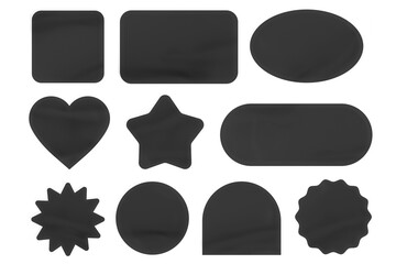 Black badge sticker png element set, transparent background