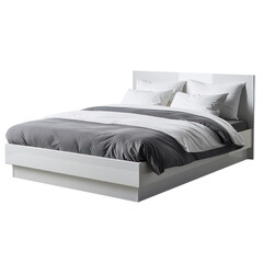 bed with pillows isolated on transparent png