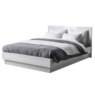 bed with pillows isolated on transparent png