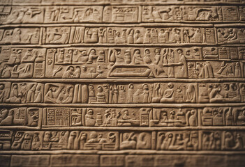 Detailed view of wellpreserved hieroglyphic engravings on a stone surface from ancient egypt