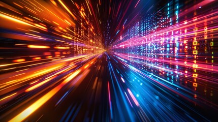 An abstract technology background of high speed global data transfers, ultra fast broadband connections, and digital cyber technology motions