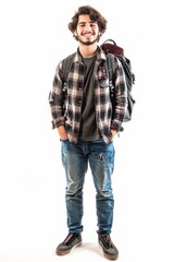 Fototapeta premium Man Standing With Backpack On His Back