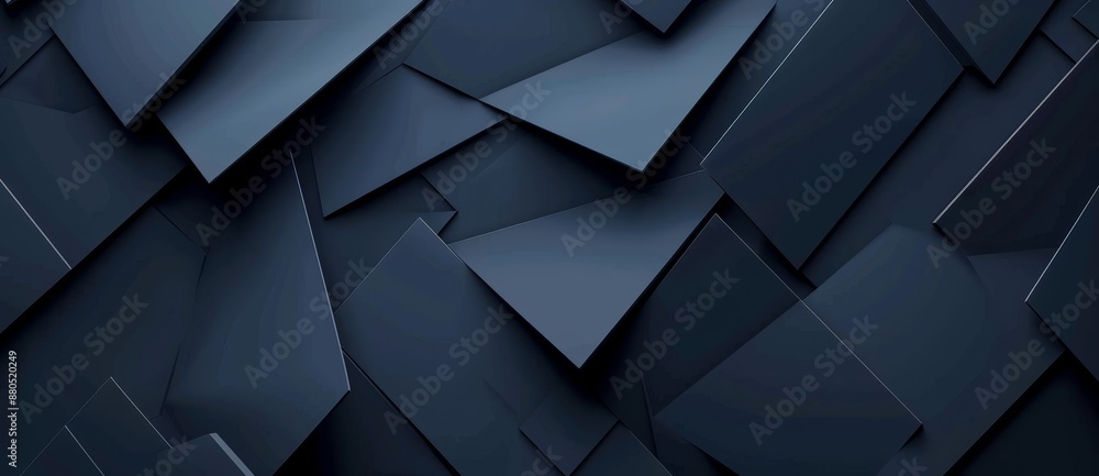 Poster this is an abstract background with geometric shapes and black lines in a dark blue gradient, a mode