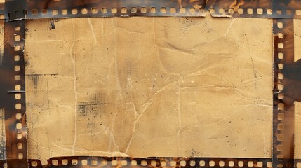 Vintage film strip frame with old paper texture and empty space
