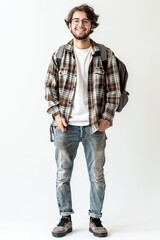 Fototapeta premium Man Standing in Front of White Wall