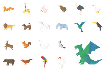 Cute animals craft png geometric cut out set