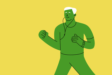 Happy fathers day. Little girl, daughter covering fathers eyes and giving him present. Drawn colorful characters. Creative vector illustration. Parenthood, childhood concept. Cartoon style. Hand drawn