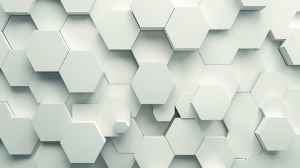 Fototapeta premium Wide white hexagonal background (3D illustration)