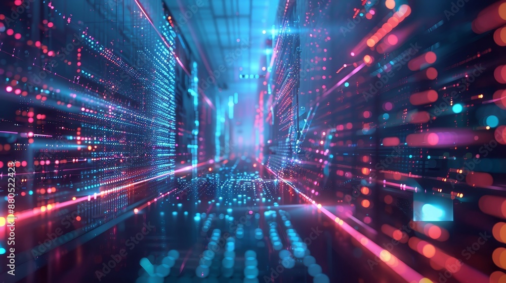 Poster data portal, open data system. global cyberspace concept. high technology and free internet 3d illus