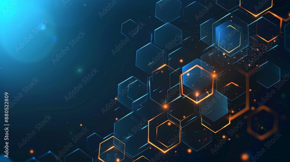 Poster concept background for abstract tech system with hexagon texture pattern