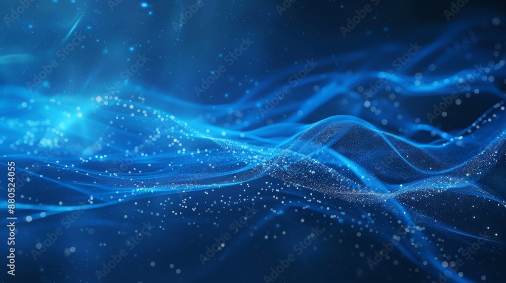Poster stock aig21. abstract blue background with a network grid and particles connected.