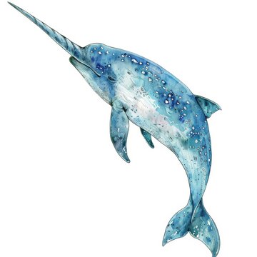 recommend clip art: Narwhal, vector style, sleek and elegant, clean lines, watercolor clipart
