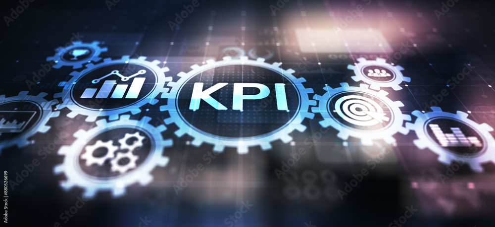 Poster kpi - key performance indicator. business and industrial analysis. internet and technology concept o