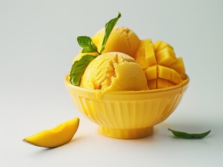 Mango-Eiscreme in gelber Schale