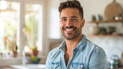 Obraz premium The smiling man in denim