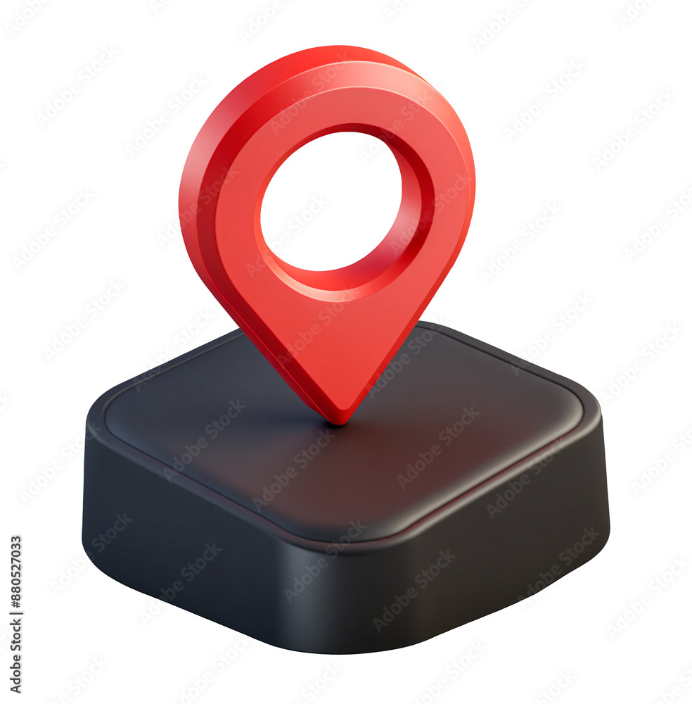 Poster 3d red location pin or navigation icon sign. travel gps direction pointer object