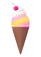 Aesthetic ice cream png sticker, 3D rendering, transparent background