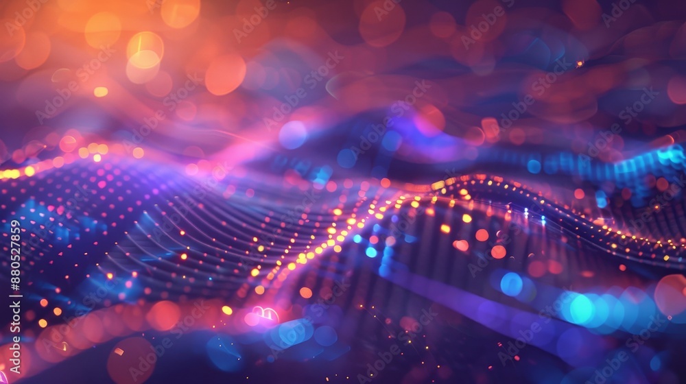 Poster abstract background with blurred lights and moving lights, in a precisionist style.
