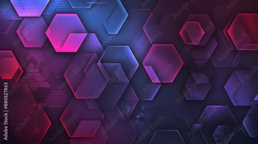 Poster an abstract design element on a geometric hexagonal background